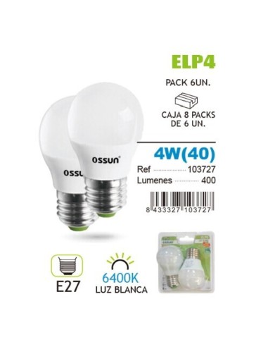 BOMBILLA 2UND 4W E27 6400K LED ESFERICA BRICO