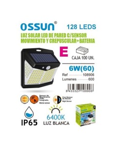 LAMPARA 6W 6400K SOLAR CON SENSOR C/BATERIA