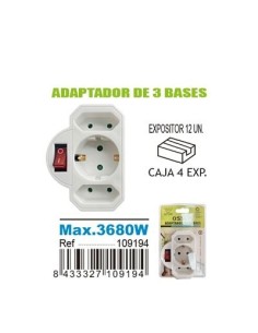 ADAPTADOR PLANO SCHUKO 2 ENCUFES 10A+1ENCHUFE 16A250V
