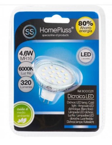 BOMBILLA 4.6W GU10 6000K DICORICA