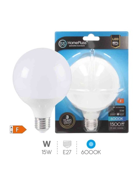BOMBILLA 15W E27 6000K LED GLOBO