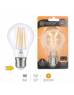BOMBILLA 8W E27 3000K LED ESFERICA FILAMENTO