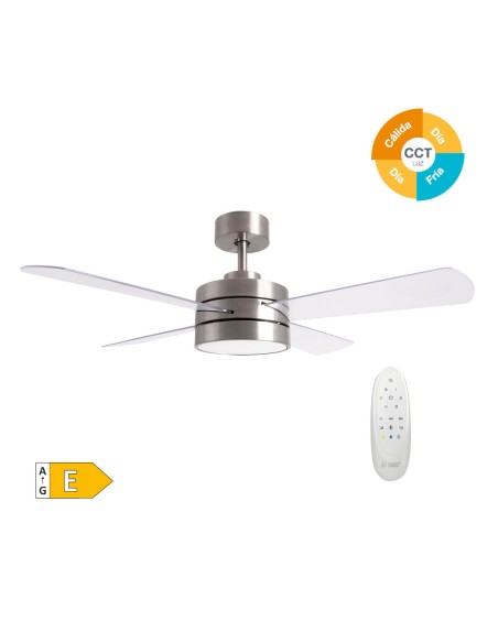 VENTILADOR TECHO 4 ASPAS Ø112 CON LUZ REGULABLE Y MANDO  NIQ