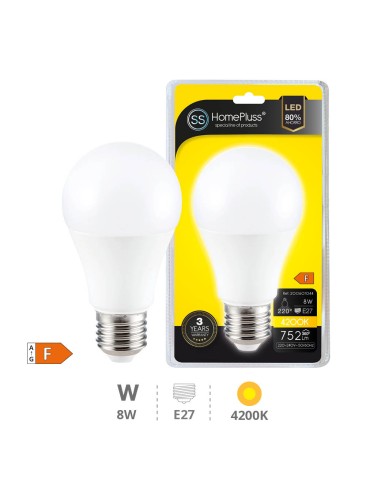 BOMBILLA 8W E27 4200K LED ESFERICA