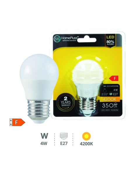 BOMBILLA 4W E27 4200K LED ESFERICA