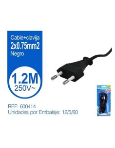 CABLE+CLAVIJA 2X0.75MM2 1.2M NEGRO