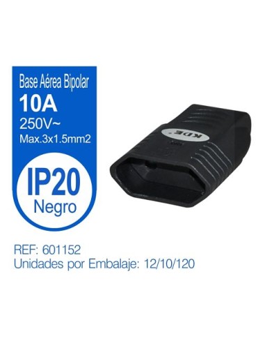 ENCHUFE HEMBRA 10A  NEGRO
