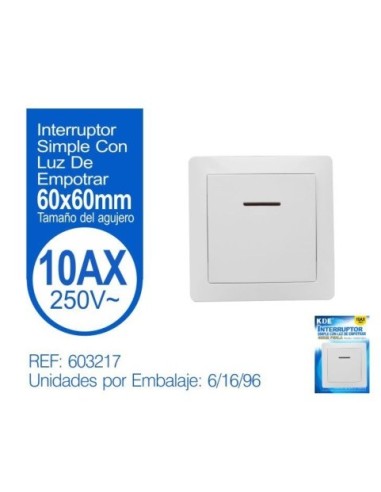 INTERRUPTOR CON LUZ SERIE PERLA EXTRAPLANA