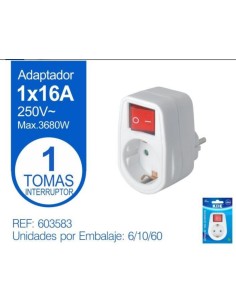 ADAPTADOR 1 VIA 16A CON INTERRUPTOR