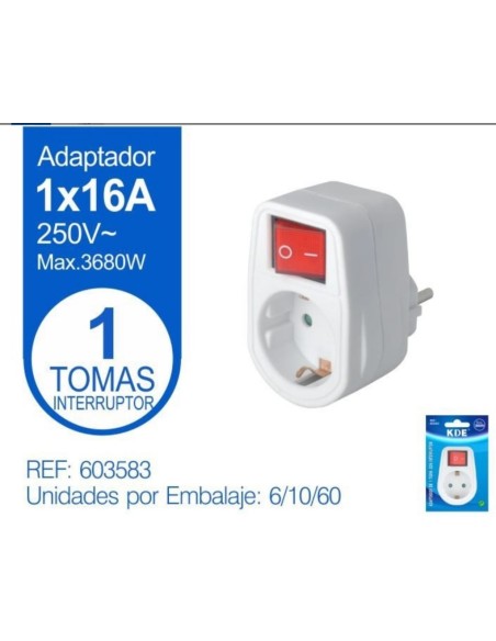 ADAPTADOR 1 VIA 16A CON INTERRUPTOR