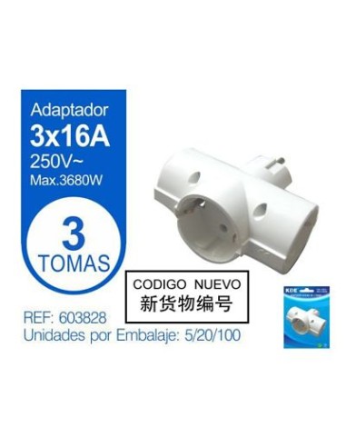 ADAPTADOR 3 VIAS 16A BLANCO