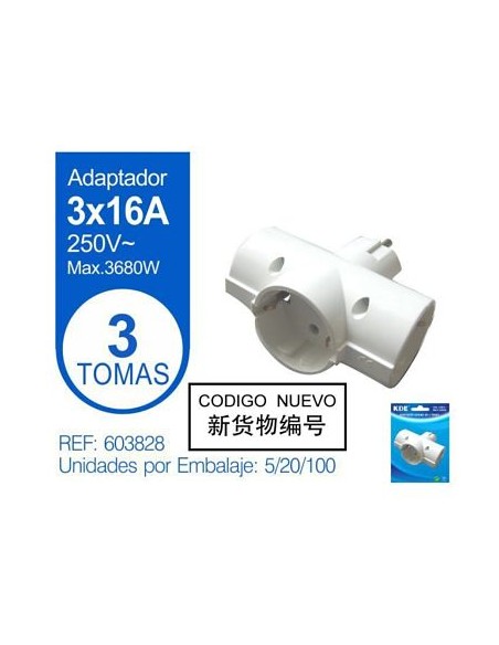 ADAPTADOR 3 VIAS 16A BLANCO