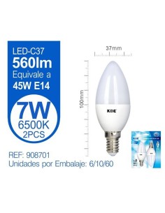 BOMBILLA 2UND 7W E14 6500K LED VELA