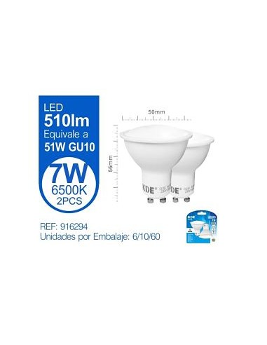 BOMBILLA 2UND 7W GU10 6500K LED DICROICA