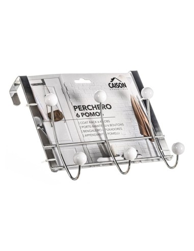 PERCHERO PUERTA 6 POMOS BLANCOS