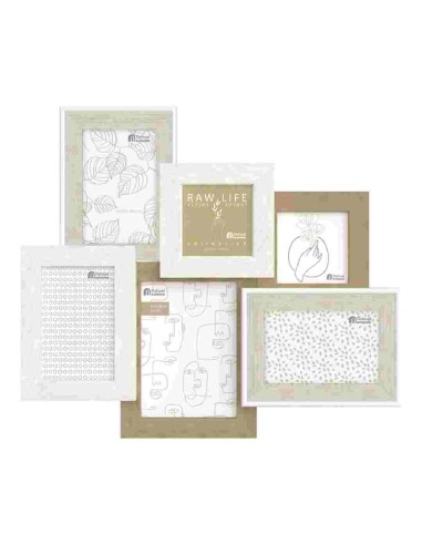 PORTAFOTOS MULTIPLE 6 MADERA EDNA