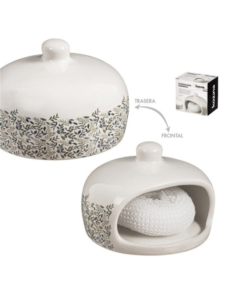 ESTROPAJERO CON ESPONJA HOJAS