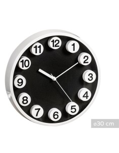 RELOJ 30.5CM NEGRO Y BLANCO CIRCULOS