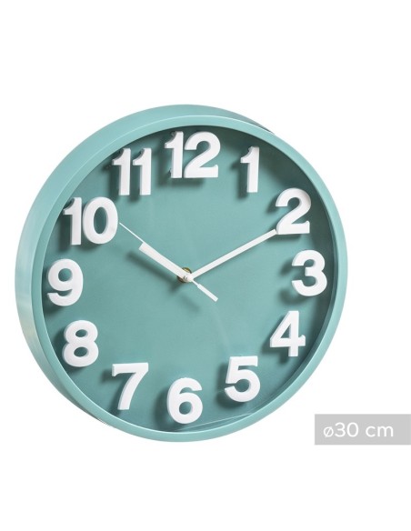 RELOJ 30.5CM BLANCO Y VERDE