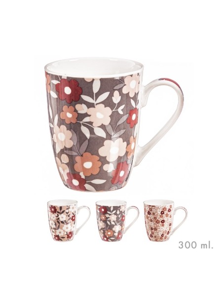 TAZA 300ML FLORAL SURT/3
