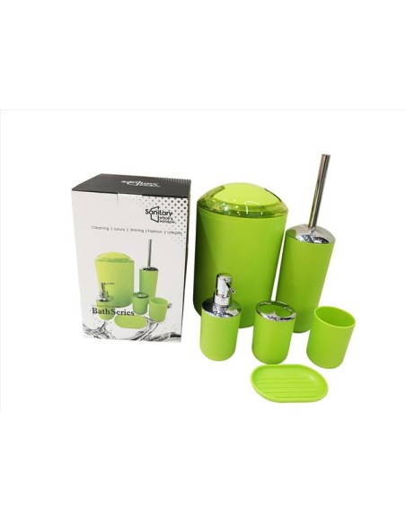 CONJ BAÑO PLASTICO 6 PCS VERDE SAMSAL
