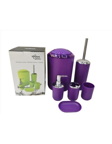CONJ BAÑO PLASTICO 6 PCS PURPURA SAMSAL