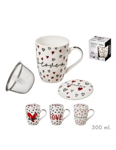 TAZA 300ML INFUSION C/ FILTRO LOVE SURT/3