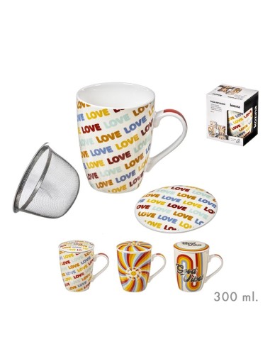 TAZA 300ML INFUSION C/ FILTRO GOOD VIBES