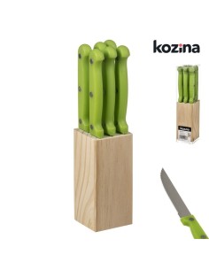 SET 6 CUCHILLO CARNE CON BASE MADERA