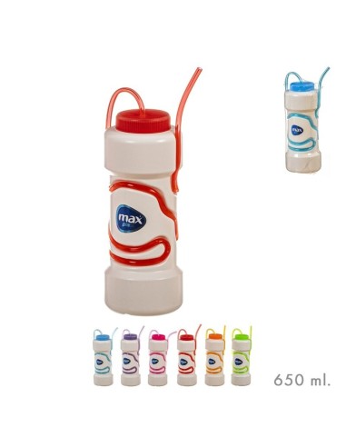 BOTELLA CON PAJITA 650 ml SURT/6