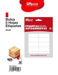 ETIQUETAS ADHESIVAS 20X50 5 HOJAS