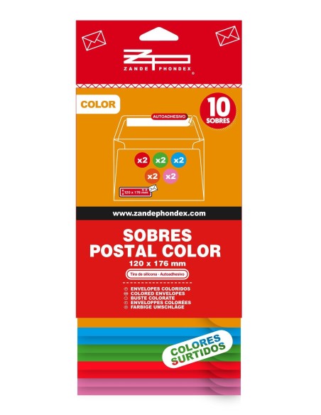 SOBRES 10UND 120X176 COLORES SURTIDOS