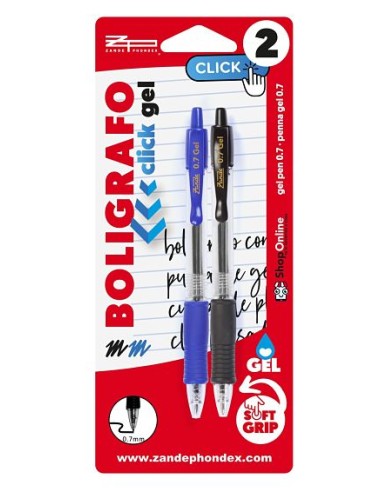 BOLIGRAFO GEL 2 UND AZUL/NEGRO