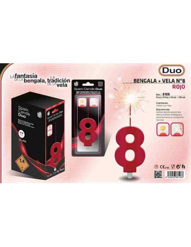 VELA DUO Nº 8 ROJO