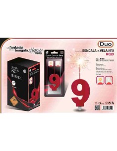 VELA DUO Nº 9 ROJO