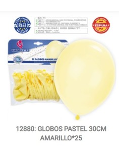 GLOBOS PASTEL 30CM AMARILLO*25 PQ.12 C/144U