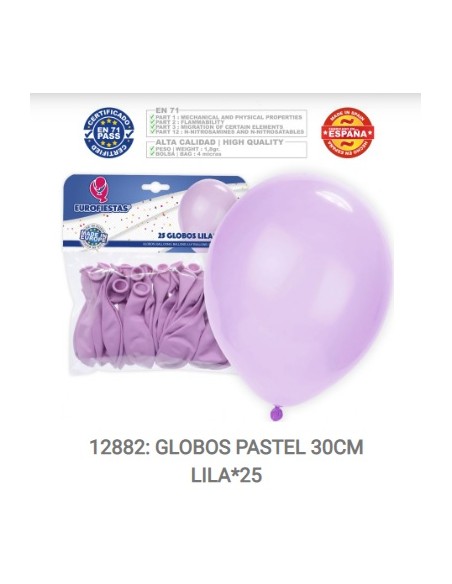 GLOBOS PASTEL 30CM LILA*25 PQ.12 C/144U
