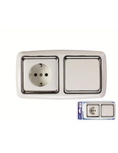 ENCHUFE + INTERRUPTOR SIMPLE EMPOTRABLE