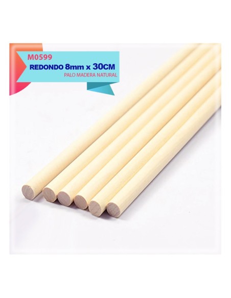PALO REDONDO DE MADERA 8MM*30CM