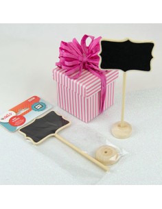 MINI PIZARRA TROQUELADA RECTANGULAR CON PALO Y