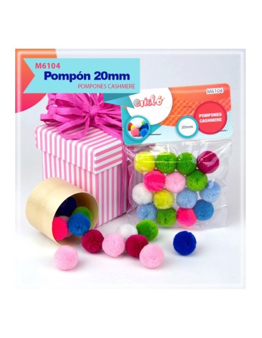 POMPONES XASHMERE DE COLORES 20MM