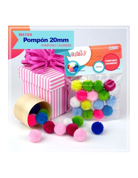 POMPONES XASHMERE DE COLORES 20MM