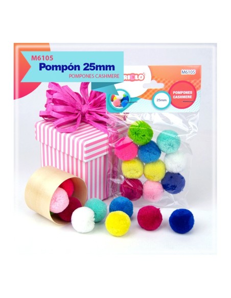 POMPONES CASHMERE DE COLORES 25MM