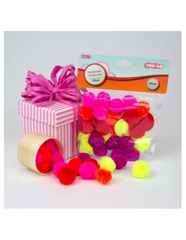 POMPONES ACRÍLICOS DE COLORES 25MM 30UD