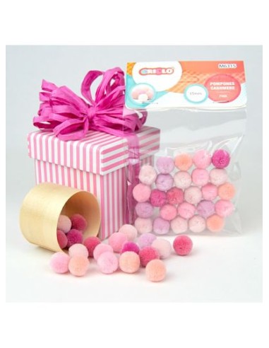 POMPONES CASHMERE ROSA 15MM