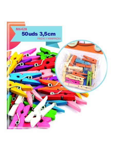 PINCITAS DE MADERA DE COLORES 3.5CM PACK AHORRO