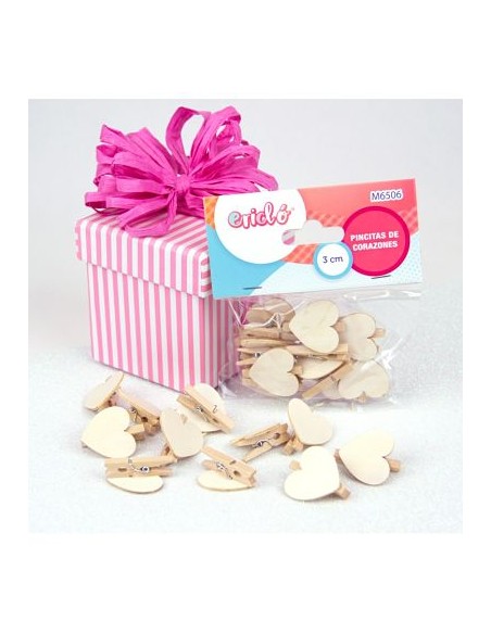 MINI PINZAS DE MADERA CON CORAZONES 3CM