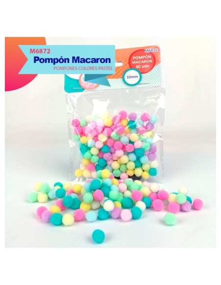 POMPONES MACARON 10MM 90UDS