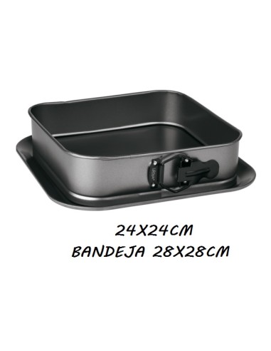 MOLDE 24X24CM CUADRADO DESMONTABLE BANDEJA 28X28CM