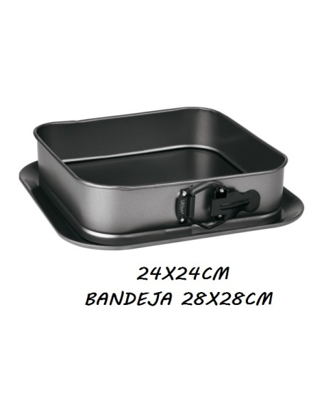 MOLDE 24X24CM CUADRADO DESMONTABLE BANDEJA 28X28CM